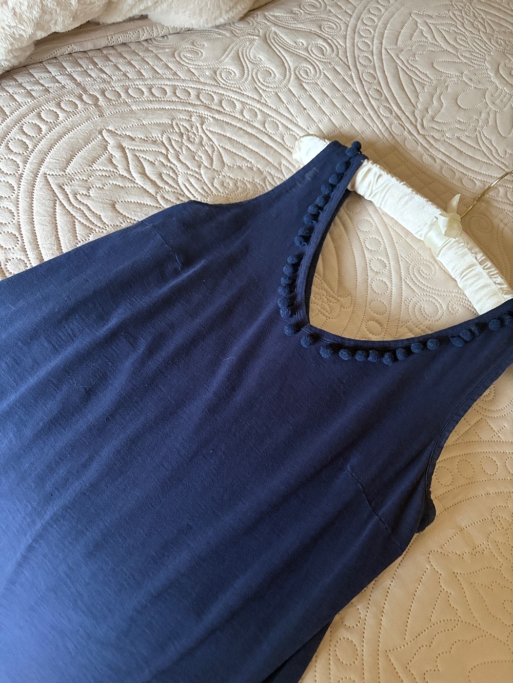 Lilly Pulitzer Navy V-Neck Pom-Trim Tank
